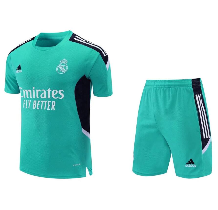 2021/22 Real Madrid Green Training Uniforms Soccer Shirt with Shorts